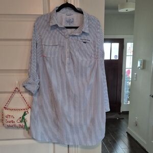 Vineyard Vines Blue and White Striped Long Sleeve Dress